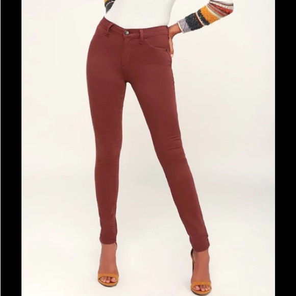 Free People Denim - Free People high rise skinny jean red mocha denim size 29